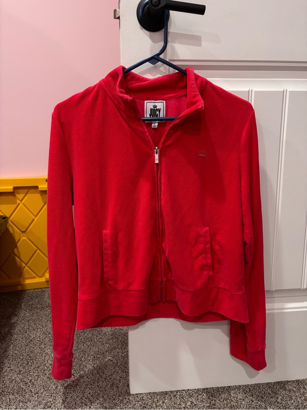 Juicy Couture Red Zip-Front Bomber Jacket
